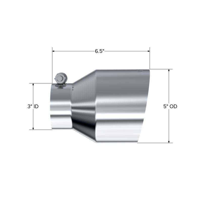 MBRP Exhaust Tip. 5in. OD Out. 3in. ID. Single Wall. T304 (T5184)