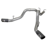 aFe Large Bore-HD 4 IN 409 Stainless Steel DPF-Back Exhaust System w/Dual Black Tips (49-44086-B)