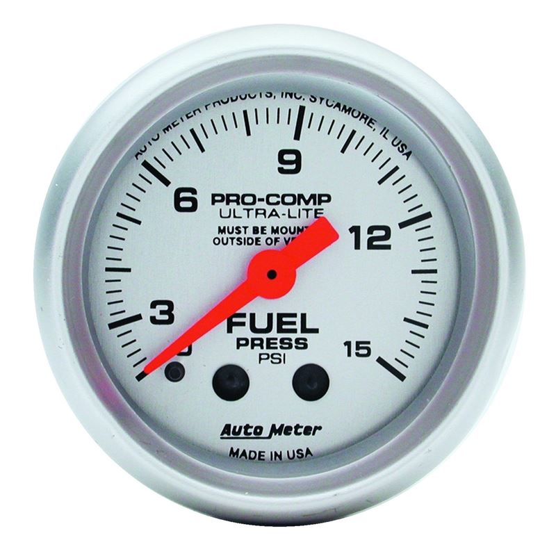 AutoMeter Ultra-Lite 2-1/16in 0-15 PSI Mechanical Fuel-Pressure Gauge w/ Isolator (4313)