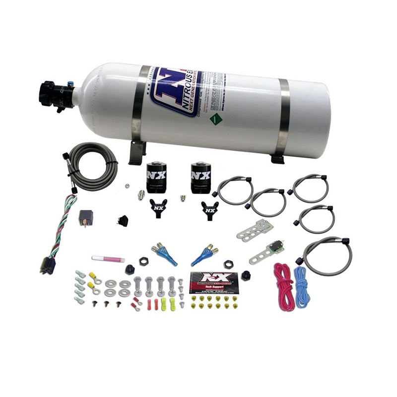 Nitrous Express Dual Nozzle Sport Compact Nitrous Kit (35-50-75HP) w/15lb Bottle (20616-15)