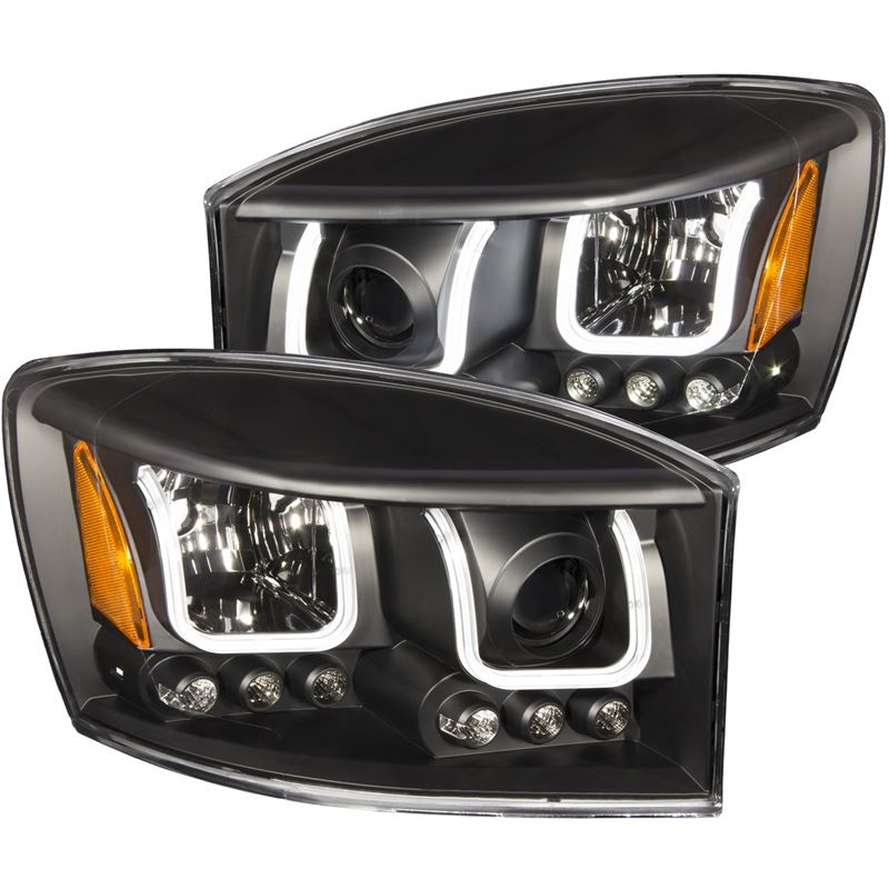 ANZO USA 2006-2008 Dodge Ram 1500 Projector Headlights w/ U-Bar Black (111314)