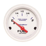 AutoMeter Marine White Gauge 2-1/16in Electric Fuel Level Gauge (200760)