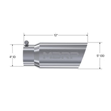 Load image into Gallery viewer, MBRP Exhaust Tip. 5in. O.D. Angled Single Walled 4in. let 12in. length. T304 (T5052)