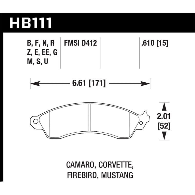 Hawk Performance Black Brake Pads (HB111M.610)