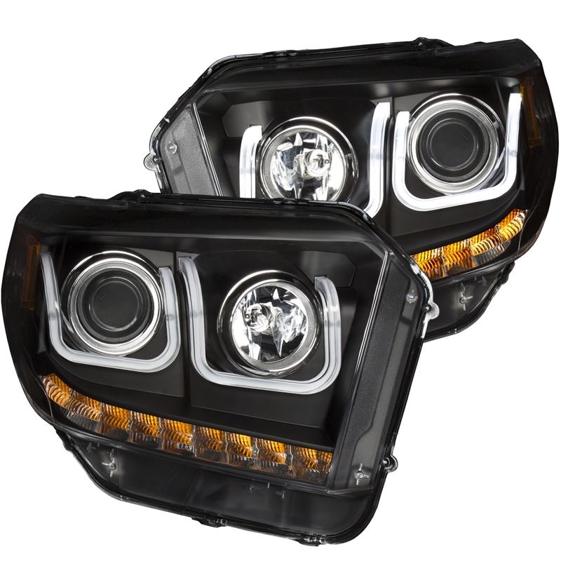 ANZO USA 2014-2015 Toyota Tundra Projector Headlights w/ U-Bar Black w/ DRL (111326)