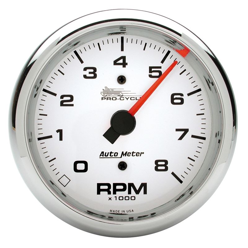 AutoMeter Pro-Cycle Gauge Tach 3 3/4in 8K Rpm 2and4 Cylinder White (19301)