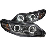 ANZO USA 2006-2011 Honda Civic Projector Headlights w/ Halo Black (CCFL) (121454)