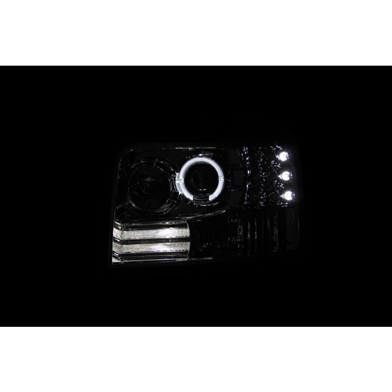 ANZO USA 1992-1996 Ford F-150 Projector Headlights w/ Halo Black w/ Side Markers and Parking Lights (111184)