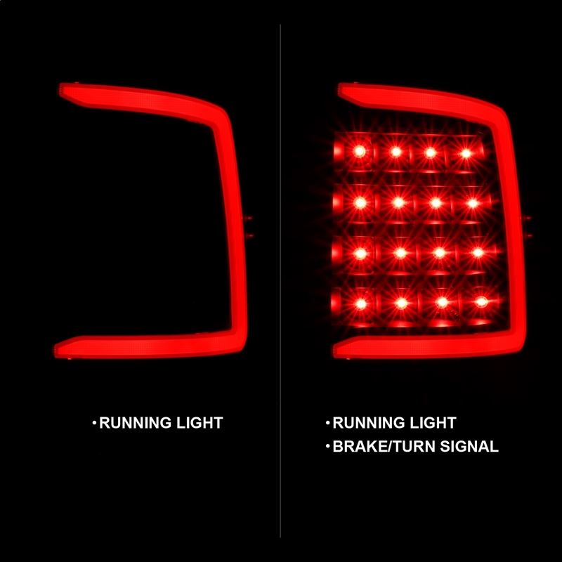 ANZO USA Tail Light Assembly, LED, Smoke Lens, Black Housing, w/Plank Style Design, Pair, (311319)