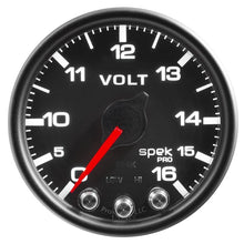 Load image into Gallery viewer, AutoMeter Spek-Pro Gauge Voltmeter 2 1/16in 16V Stepper Motor W/Peak and Warn Blk/Blk (P34432)