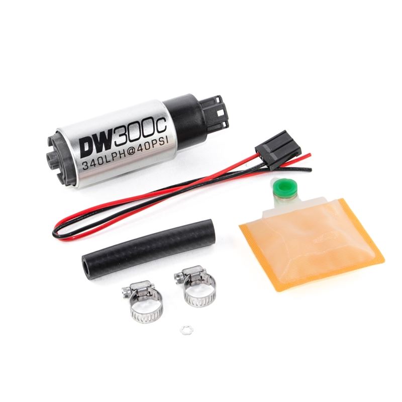 Deatschwerks DW300C series, 340lph compact fuel pump wo/ mounting clips w/Universal Install Kit. (9-307-1000)