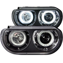 Load image into Gallery viewer, ANZO USA 2008-2014 Dodge Challenger Projector Headlights w/ Halo Black (CCFL) (HID Compatible) (121306)