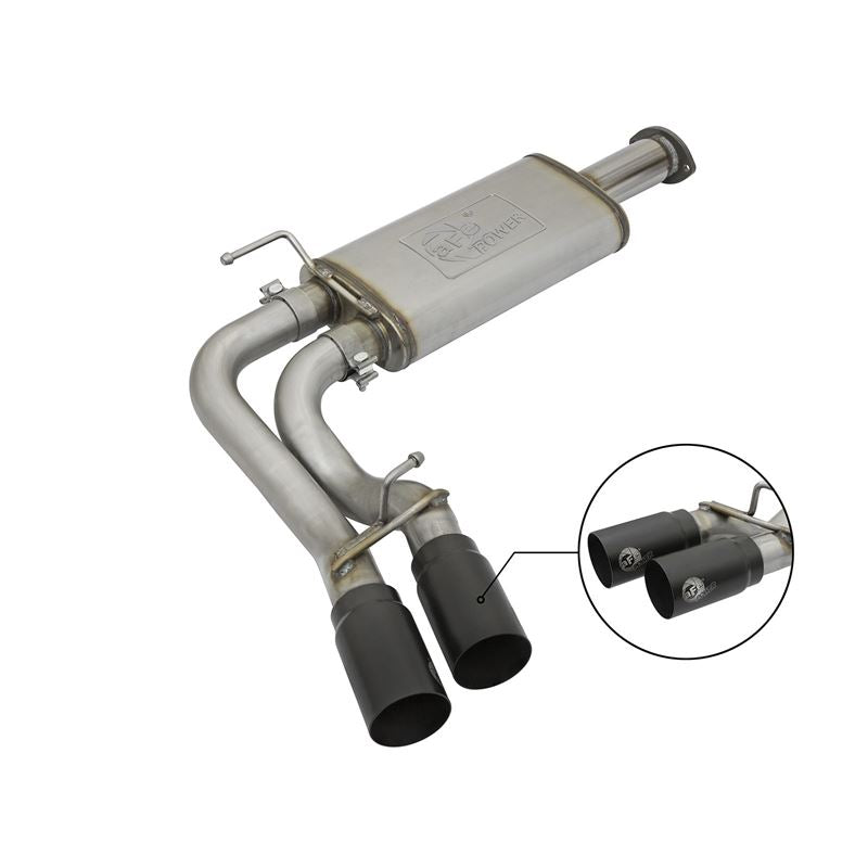 aFe Rebel Series 3 IN Cat-Back Exhaust System w/ Dual Mid-Side Exit Black Tips (49-46032-B)