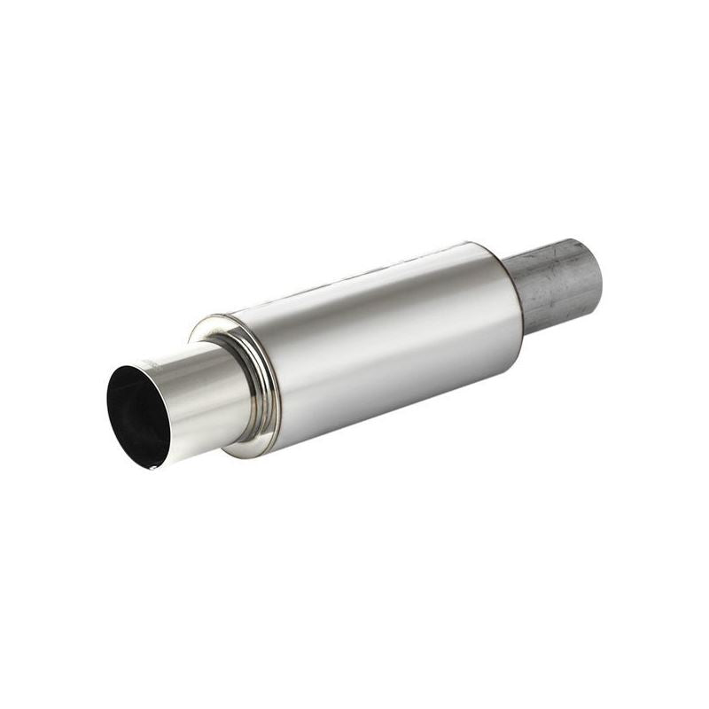 APEXi® N1 304 SS Round Silver Exhaust Muffler with Round Single Wall Straight Cut Tip (156-A016)