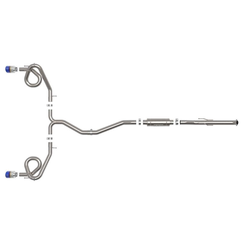 Takeda 2-1/2 IN to 3 IN 304 Stainless Steel Cat-Back Exhaust w/ Blue Flame Tip (49-36630-L)