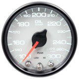 AutoMeter Spek-Pro Gauge Oil Temp 2 1/16in 300f Stepper Motor W/Peak and Warn Wht/Blk (P32212)