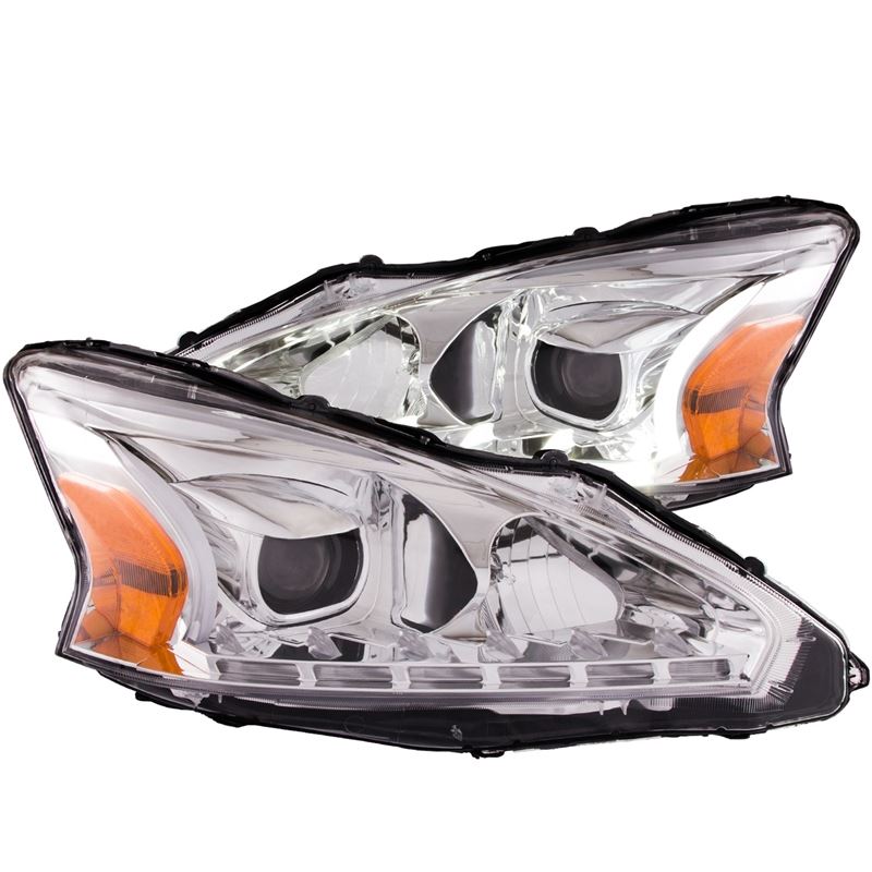 ANZO USA 2013-2014 Nissan Altima Projector Headlights w/ Plank Style Design Chrome (121501)