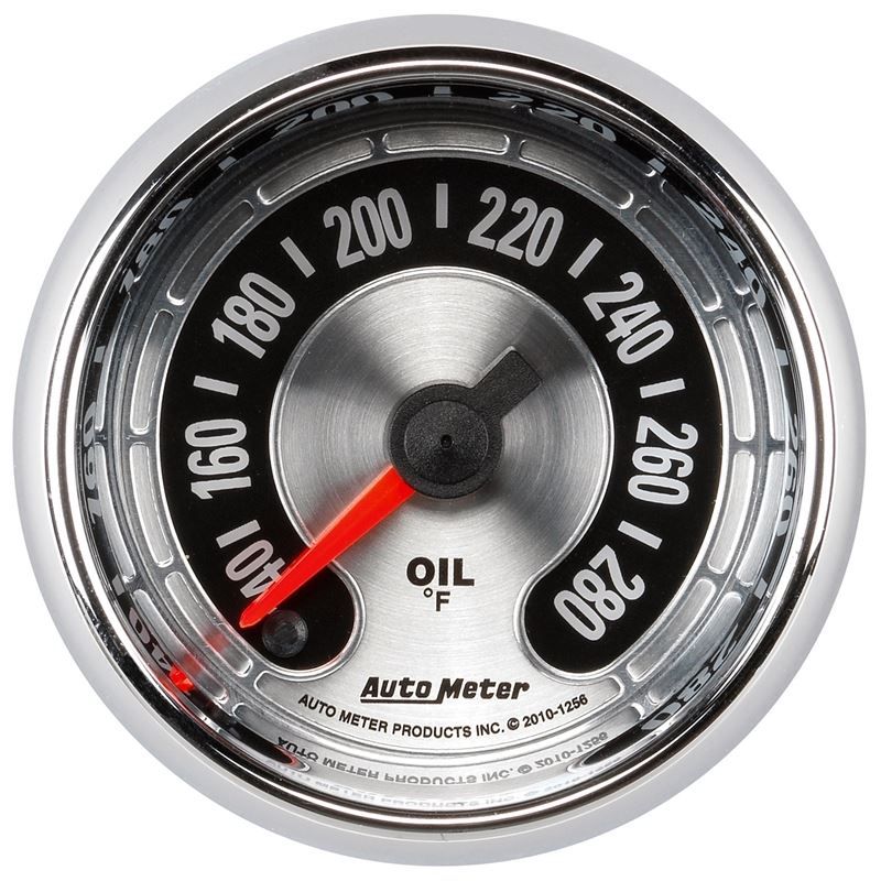 AutoMeter American Muscle 2-1/16in Full Sweep Electric Digital Stepper 140-280 Deg F Oil Temp Gauge (1256)