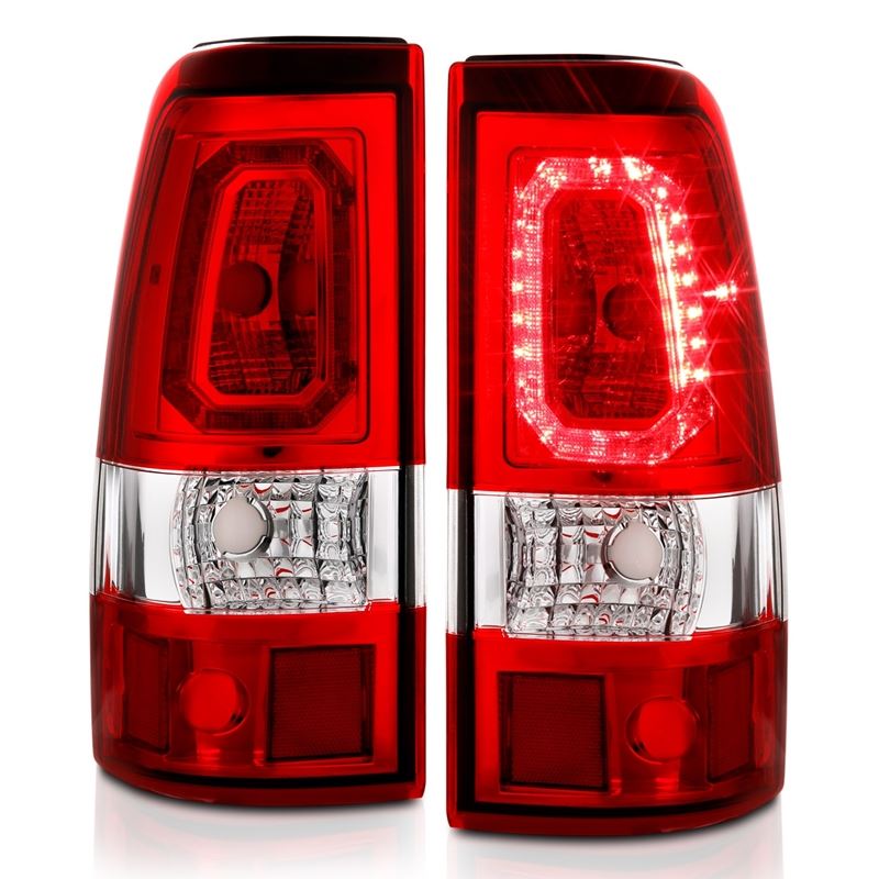 ANZO USA Tail Light Assembly, LED, Red/Clear Lens, Chrome Housing, Pair, (311326)