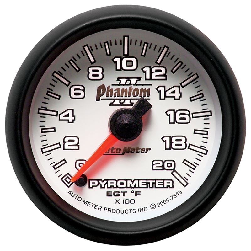 AutoMeter Phantom II 52.4mm Full Sweep Electronic 0-2000 Def F EGT/Pyrometer Gauge (7545)