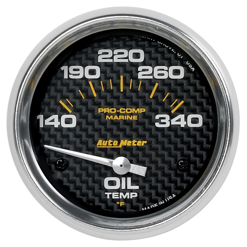 AutoMeter Marine Carbon Fiber Electric Oil Temperature Gauge 2-5/8in 140-300 Deg F (200765-40)