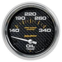 Load image into Gallery viewer, AutoMeter Marine Carbon Fiber Electric Oil Temperature Gauge 2-5/8in 140-300 Deg F (200765-40)