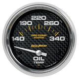 AutoMeter Marine Carbon Fiber Electric Oil Temperature Gauge 2-5/8in 140-300 Deg F (200765-40)