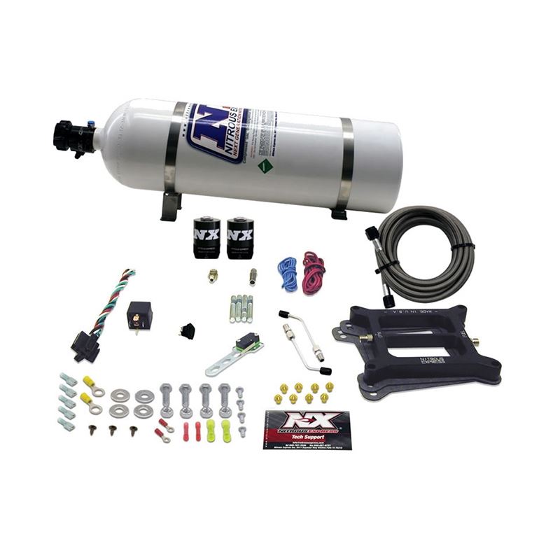 Nitrous Express 4150 4-BBL/Gasoline Nitrous Kit (100-500HP) w/15lb Bottle (50040-15)