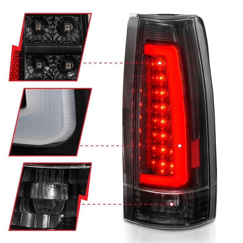 ANZO USA Tail Light Assembly, LED, Clear Lens, Black Housing, Pair, (311344)