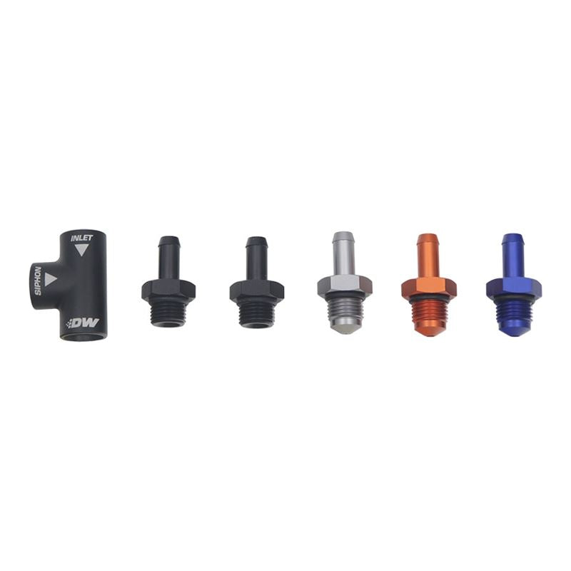 DeatschWerks Universal Venturi Siphon Jet 5/16in Hose Barb to 6AN ORB Female - Anodized Matte Black (6-03-0700)