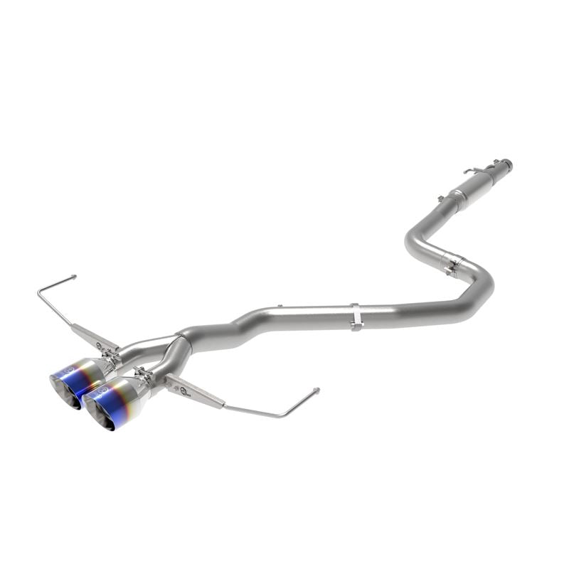 Takeda 3 IN to 2-1/2 IN 304 Stainless Steel Cat-Back Exhaust w/ Blue Flame Tip (49-37011-L)