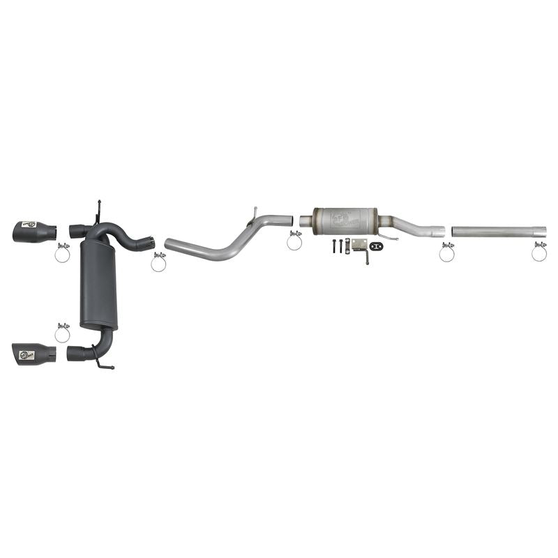 aFe Rebel Series 2-1/2 IN 409 Stainless Steel Cat-Back Exhaust System w/ Black Tips (49-48062-B)