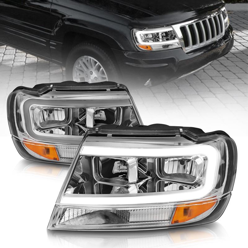 ANZO USA Crystal Headlight Set for 1999-2004 Jeep Grand Cherokee (111538)