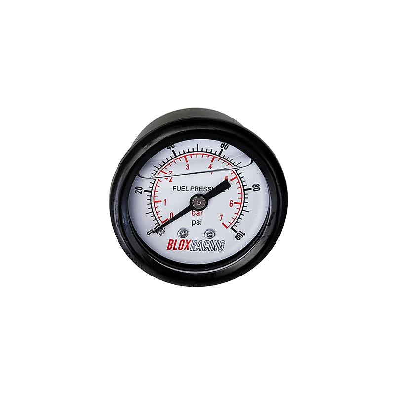 Blox Racing Liquid-Filled Fuel Pressure Gauge 0-100psi (White Face) (BXGA-00125-WH)