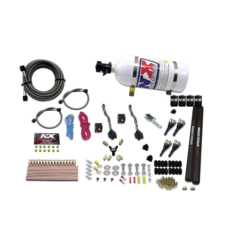 Nitrous Express 4 Cyl SX2 Nozzle Nitrous Kit (100-300HP x 2) w/10lb Bottle (90094-10)