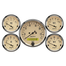 Load image into Gallery viewer, AutoMeter Antique Beige 5-Gauge Kit 3-1/8in Electrical Speedometer 190KPH (1809-M)