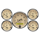 AutoMeter Antique Beige 5-Gauge Kit 3-1/8in Electrical Speedometer 190KPH (1809-M)