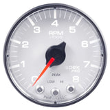 AutoMeter Spek-Pro Gauge Tach 2 1/16in 8K Rpm W/ Shift Light and Peak Mem Wht/Blk (P334128)