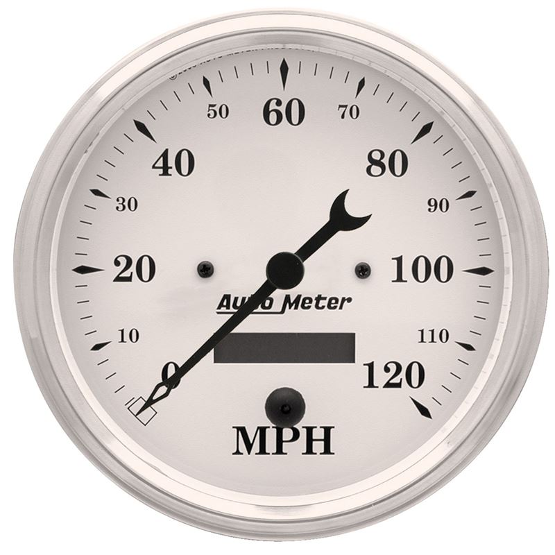 AutoMeter 5 inch 120mph Electric Programable w/ LCD ODO Old Tyme Speedometer - White (1689)