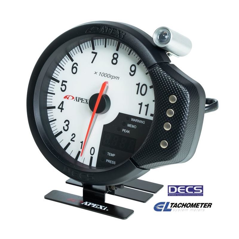 Apexi EL II DECS Tacho Gauge, White Display (403-A975)