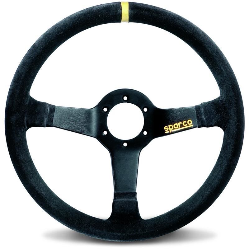 Sparco R345 Racing Steering Wheel, Black Suede (015R345MSN)