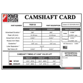 GSC Power-Division S3 Billet Camshaft set for USDM Subaru WRX EJ20 (gsc7020S3)