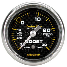 Load image into Gallery viewer, AutoMeter Carbon Fiber 52mm 30 PSI Electronic Boost gauge (4777)