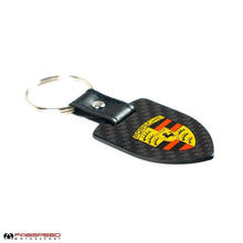 Load image into Gallery viewer, Fabspeed Porsche Crest and Script Carbon Fiber Keyring (FS.POR.CFKR)