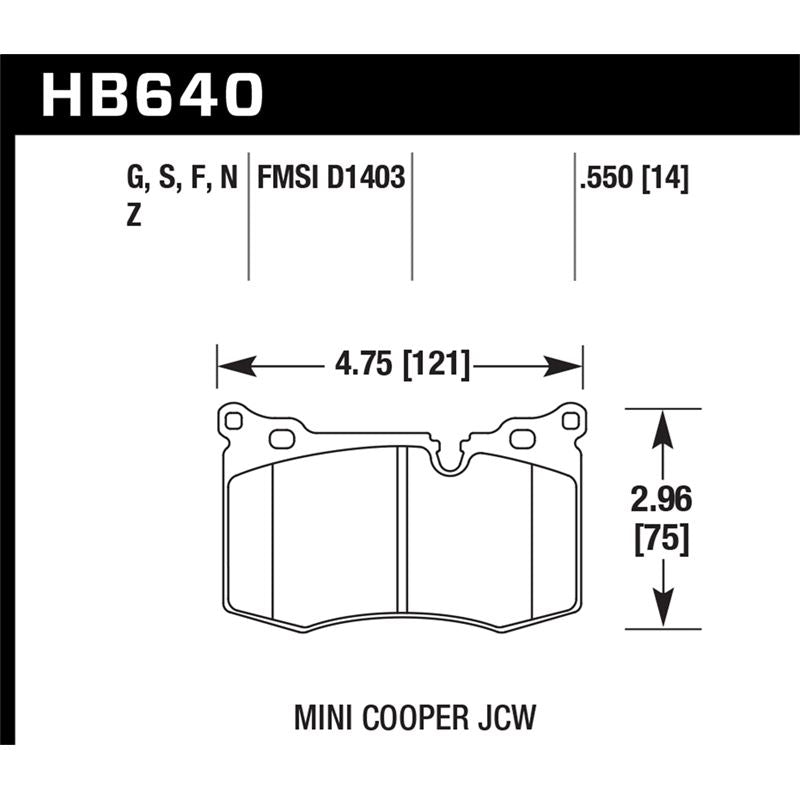 Hawk Performance Performance Ceramic Brake Pads (HB640Z.550)