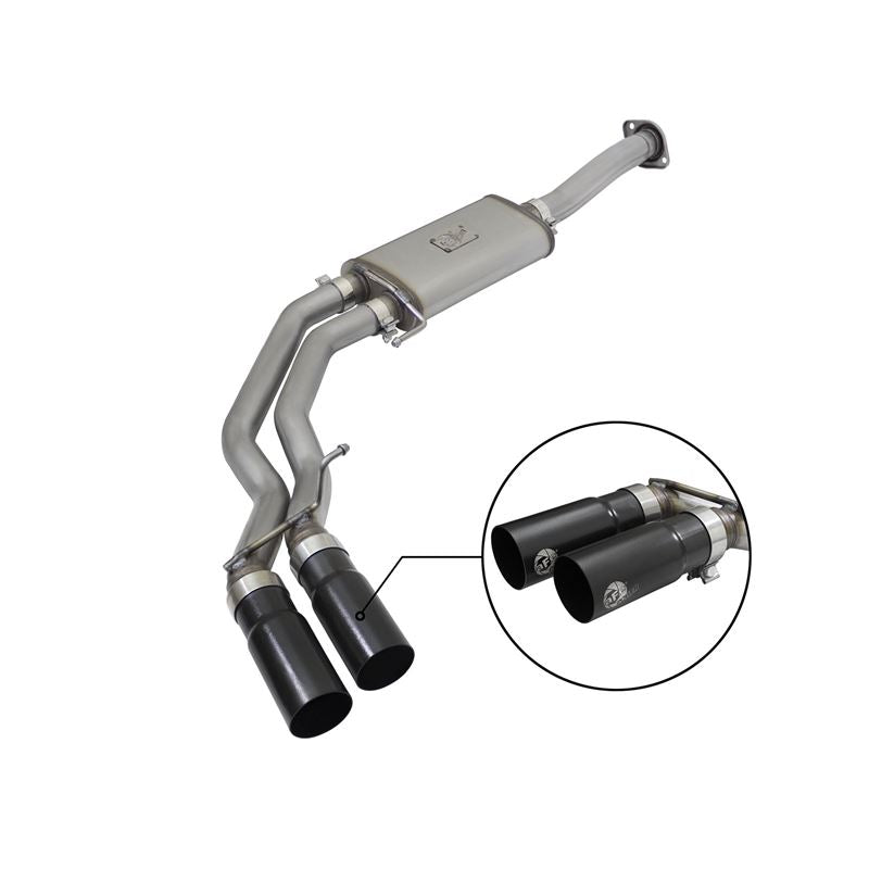 aFe Rebel Series 3 IN to 2-1/2 IN 409 Stainless Steel Cat-Back Exhaust w/Black Tip (49-43081-B)