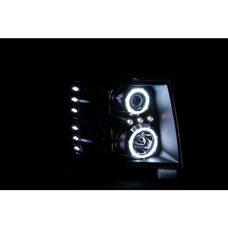 ANZO USA 2007-2013 Chevrolet Silverado 1500 Projector Headlights w/ Halo Black (111107)