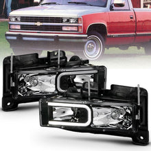 Load image into Gallery viewer, ANZO USA Crystal Headlight Set, Black Housing, Pair, w/Light Bar, (111498)