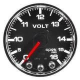 AutoMeter Spek-Pro Gauge Voltmeter 2 1/16in 16V Stepper Motor W/Peak and Warn Blk/Chrm (P34431)