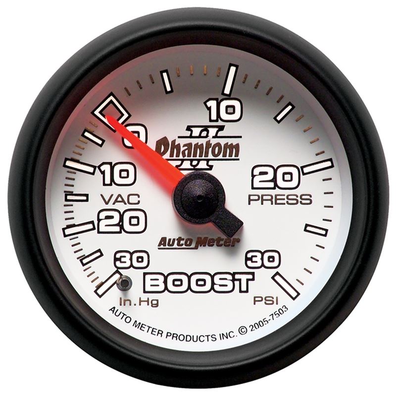 AutoMeter Phantom II 52.4mm Mechanical Vacuum / Boost Gauge 30 In. HG/30 PSI (7503)